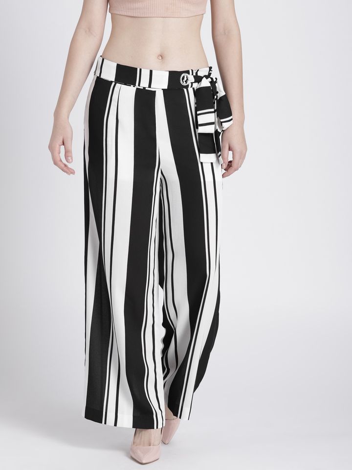 striped parallel pants