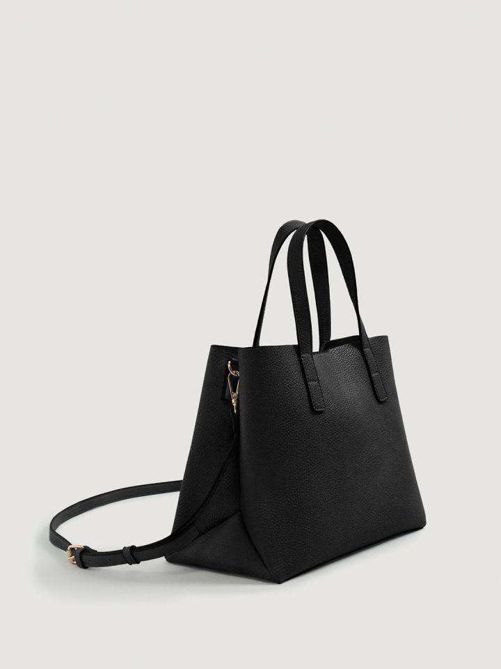 Mango black solid handheld bag with detachable sling deals strap