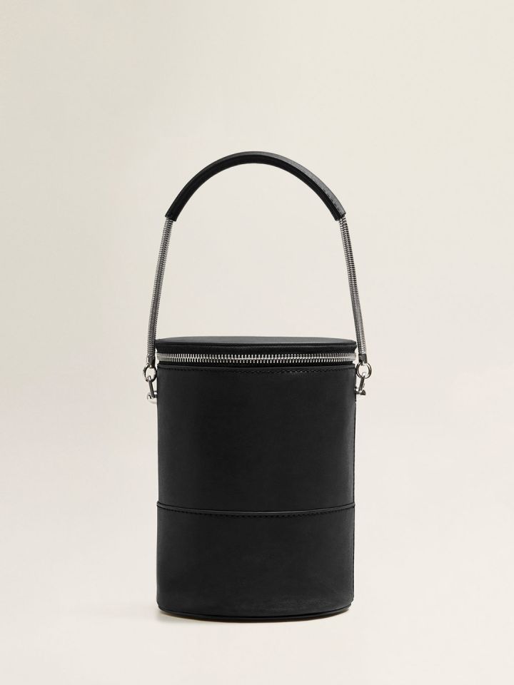 MANGO Black Solid Handheld Bag With Detachable Sling Strap