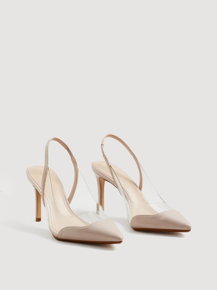 MANGO Women Pink Transparent Solid Heels