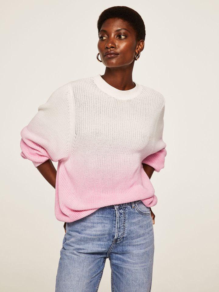 Buy MANGO Women White Pink Ombre Sweater Sweaters for Women
