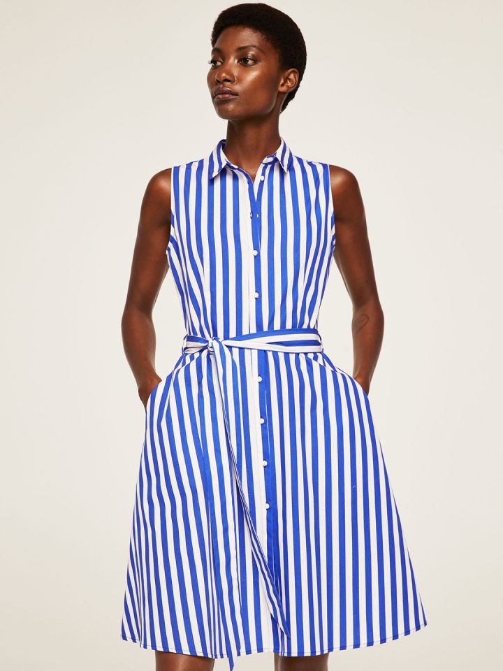 Mango blue striped dress hotsell