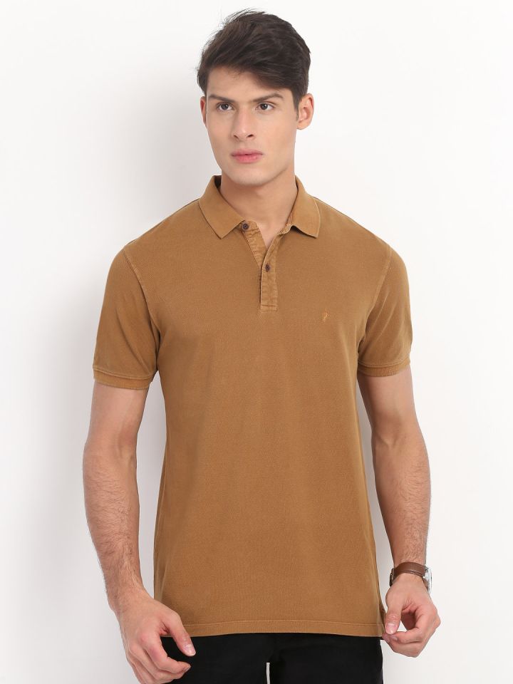 brown and orange polo shirts