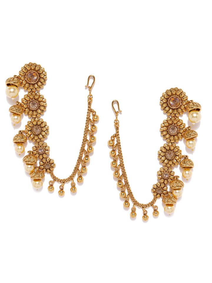 Buy Kushal S Fashion Jewellery Gold Toned Floral Drop Earrings Earrings For Women 7007310 Myntra Gold filigree hoop earrings, large lace earrings, tribal earring, bohemian hoop earrings, filigree earrings, boho chunky earrings, 14k gold. kushal s fashion jewellery gold toned floral drop earrings