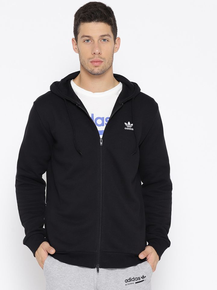 adidas originals mens trefoil spo full zip hooded sweat black