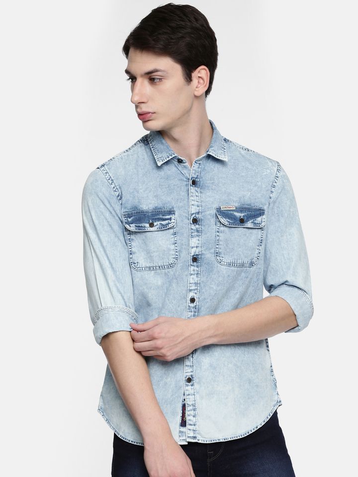denim polo for men
