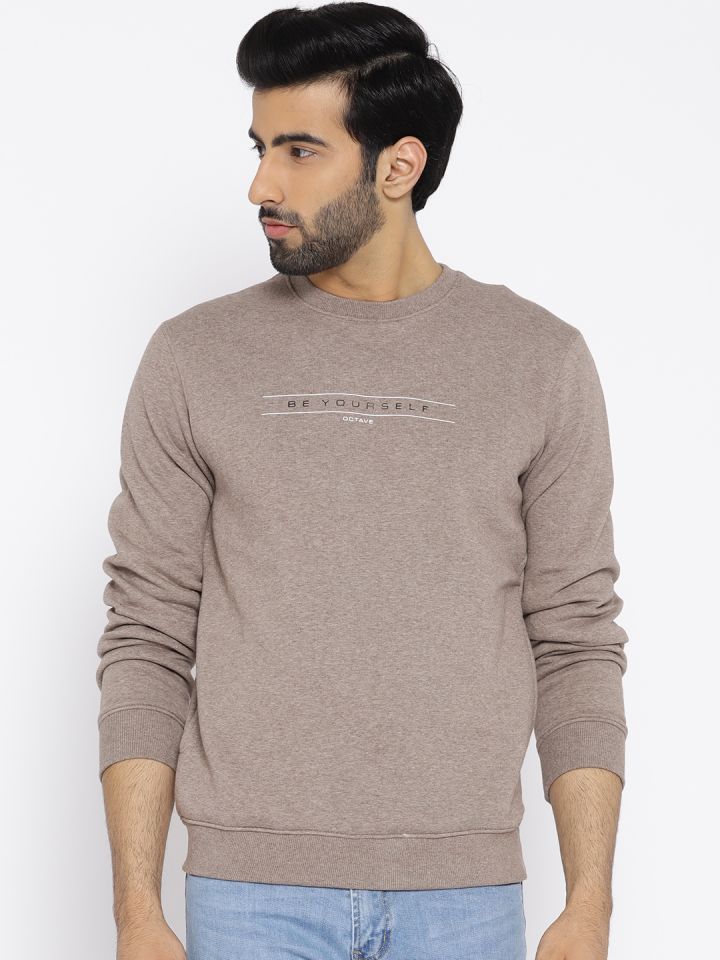 Octave Men Brown Solid Sweatshirt