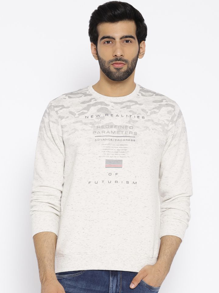 Buy Octave Men White Printed Sweatshirt Sweatshirts for Men