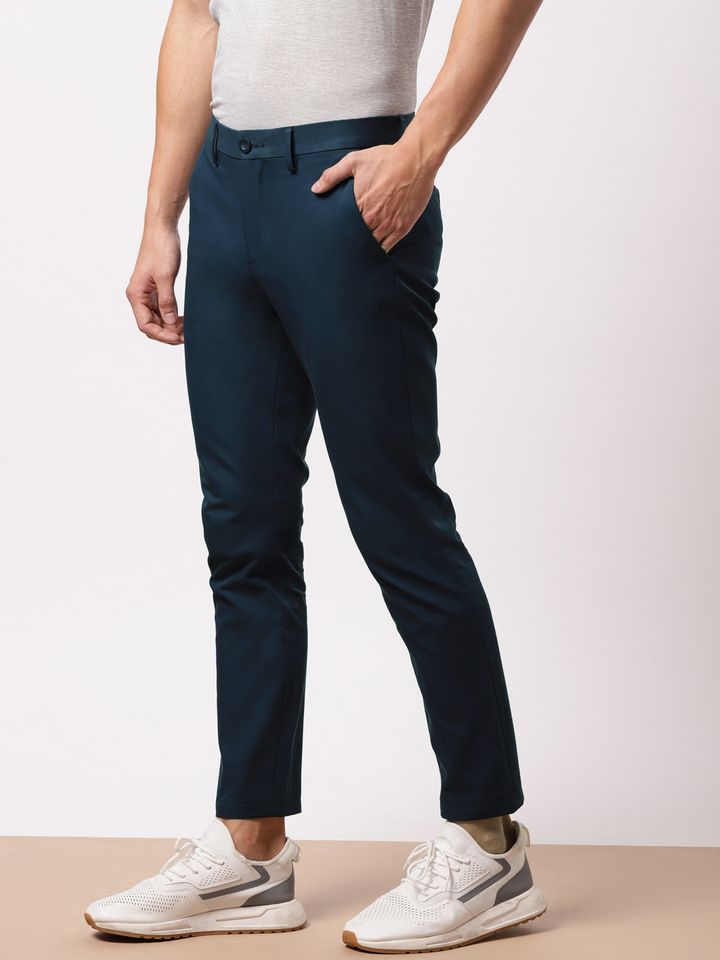 Buy Ether Men Navy Blue Solid Super 