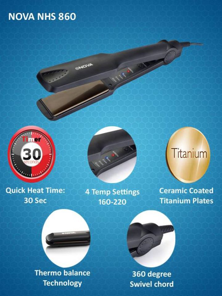 Nova nhs 860 temperature control professional hair straightener Clearance