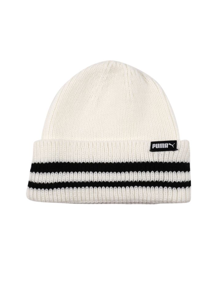 Buy Puma Women White Self Design Retro Beanie Caps for Women