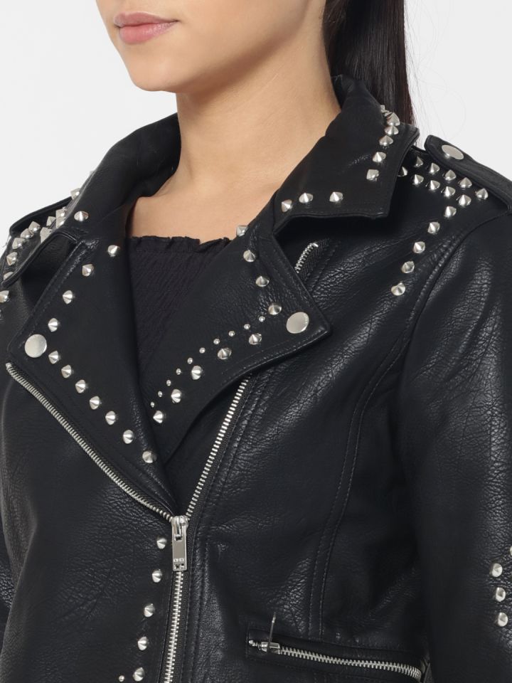 Black studded deals biker jacket
