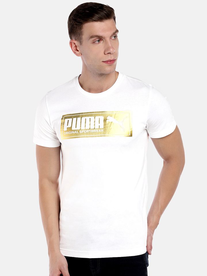 White and gold new arrivals puma t shirt