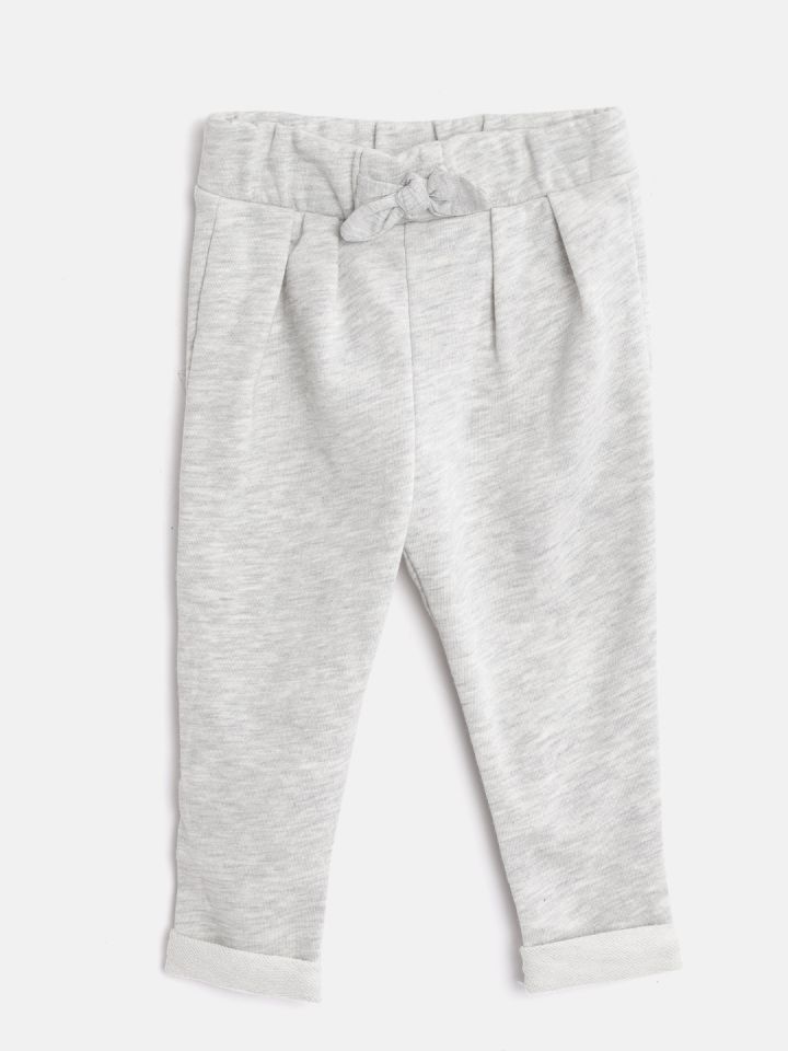 Buy The Childrens Place Girls Grey Melange Solid Track Pants
