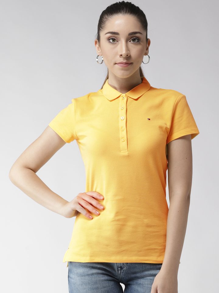 Yellow tommy hilfiger 2025 t shirt women's