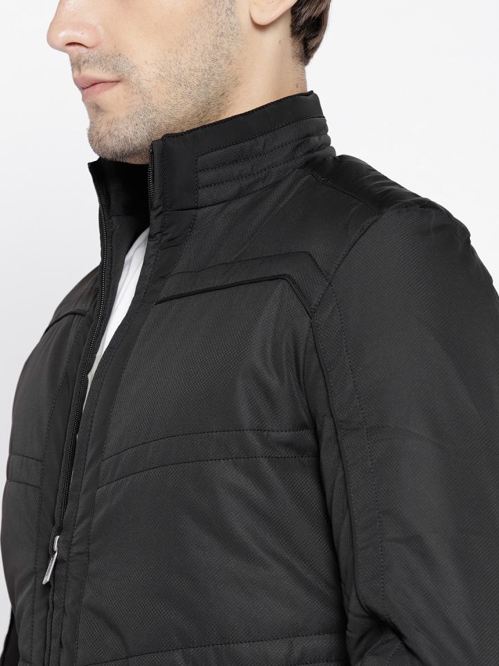 Van Heusen Men Black Solid Padded Jacket