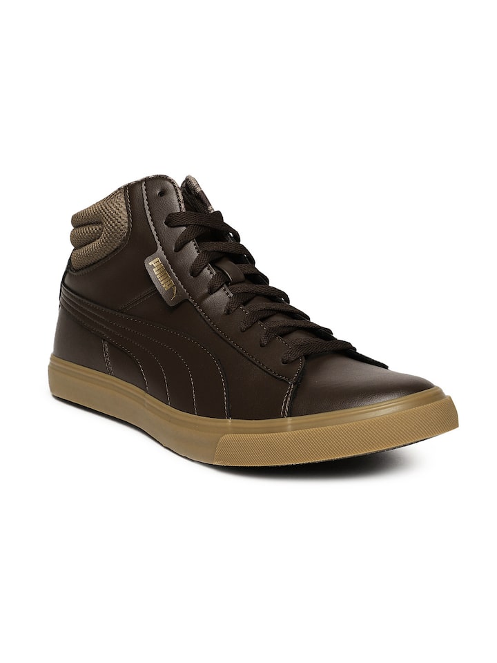 brown leather puma sneakers