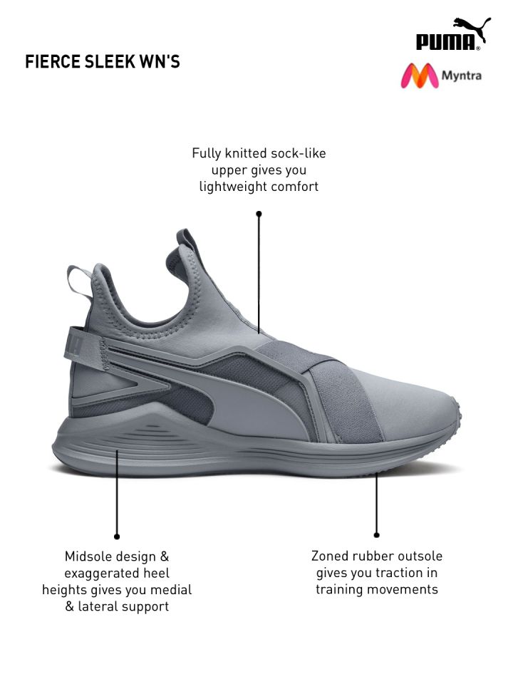 Grey Fierce Sleek Running Shoes 