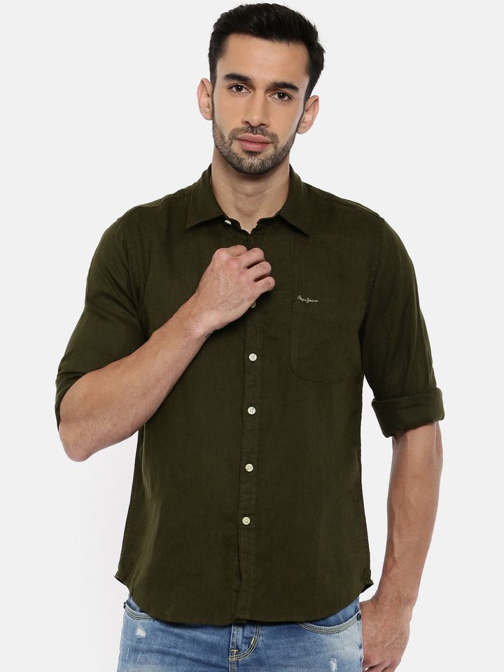 Buy Pepe Jeans Men Olive Green Solid 