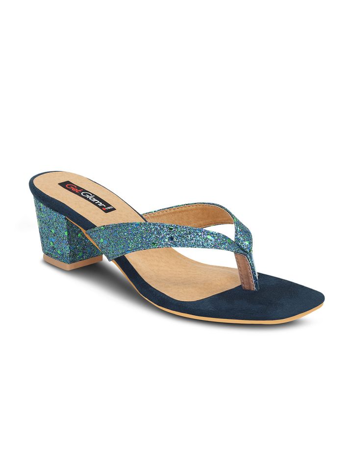 Get Glamr Women Blue Solid Sandals