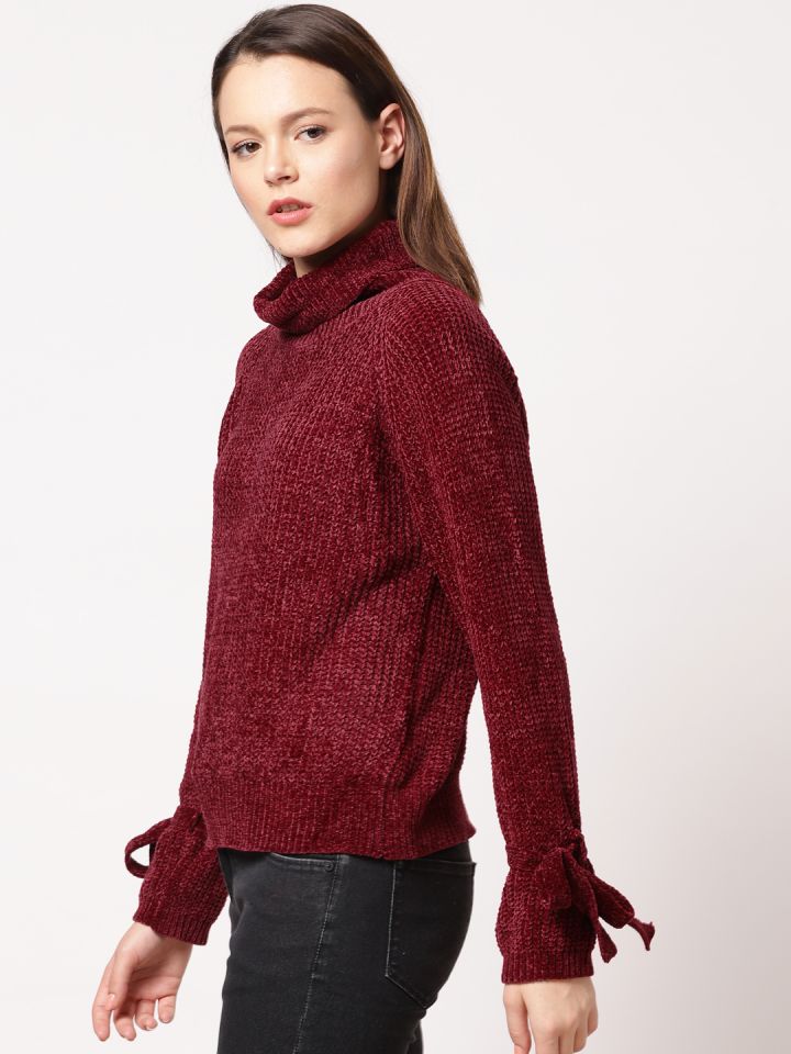 burgundy pullover sweater women's