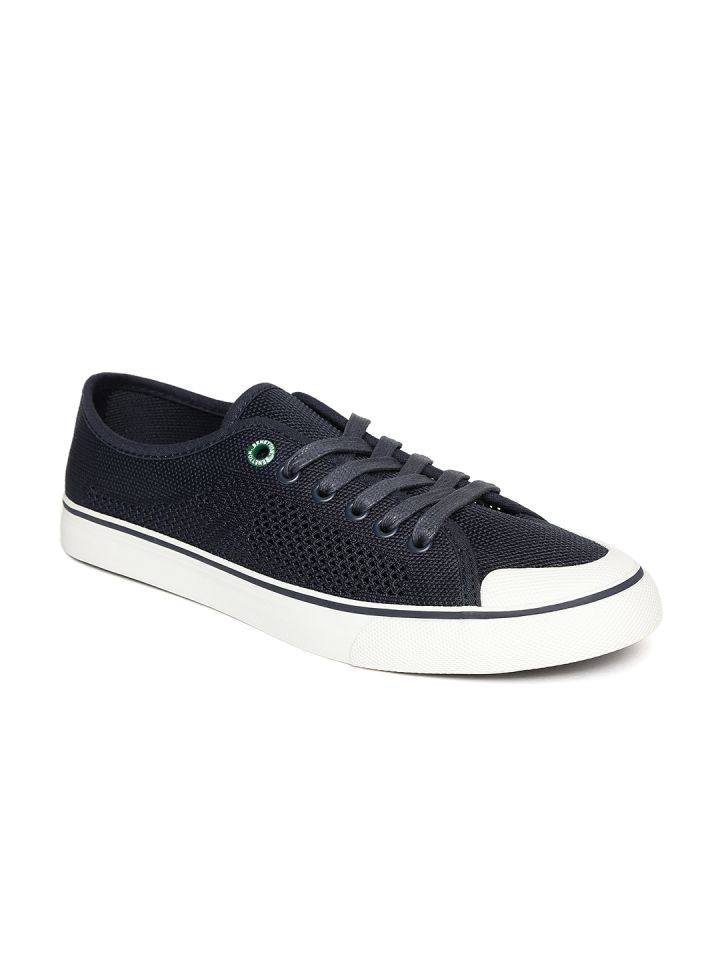 Buy United Colors Of Benetton Men Navy Blue Woven Design