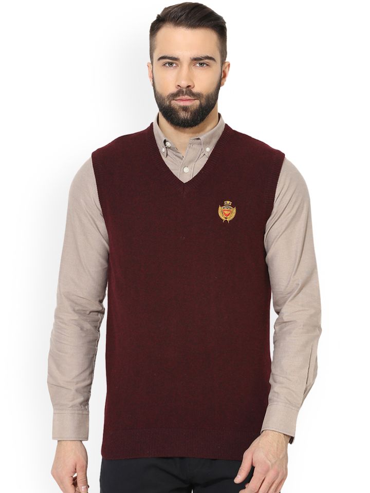 maroon sweater vest