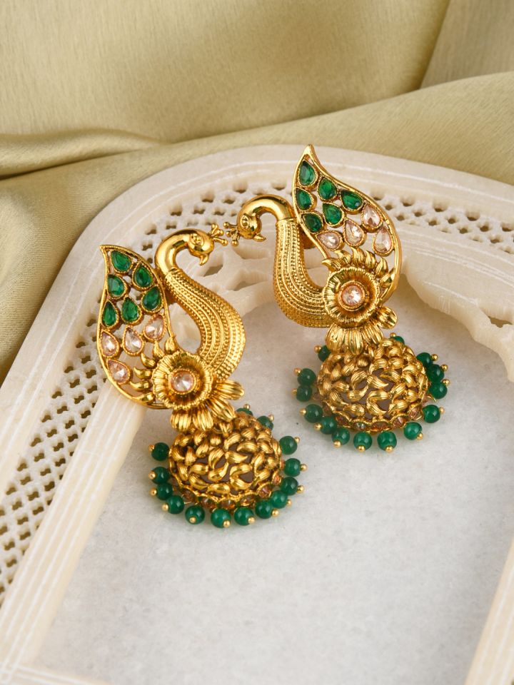 Peacock shaped hotsell gold earrings