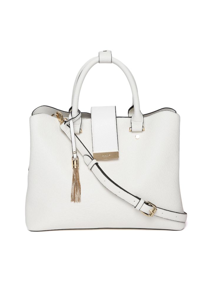 Dune London White Solid Handheld Bag With Detachable Sling Strap
