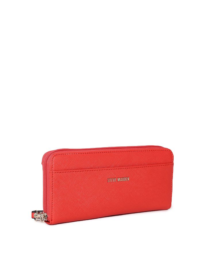 Buy Steve Madden Women Red Solid Zip Around Wallet Wallets for
