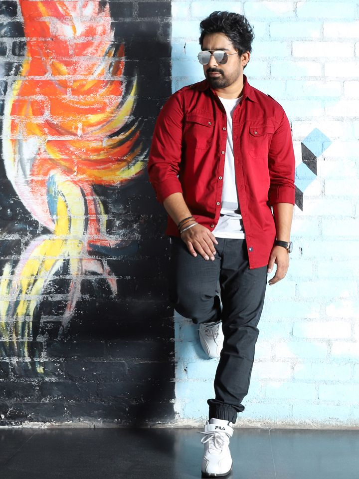 Red casual shirt mens online