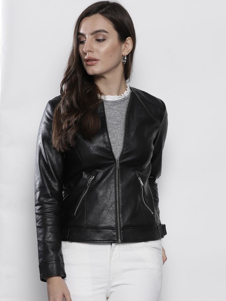 Buy DOROTHY PERKINS Women Black Solid Biker Jacket Jackets