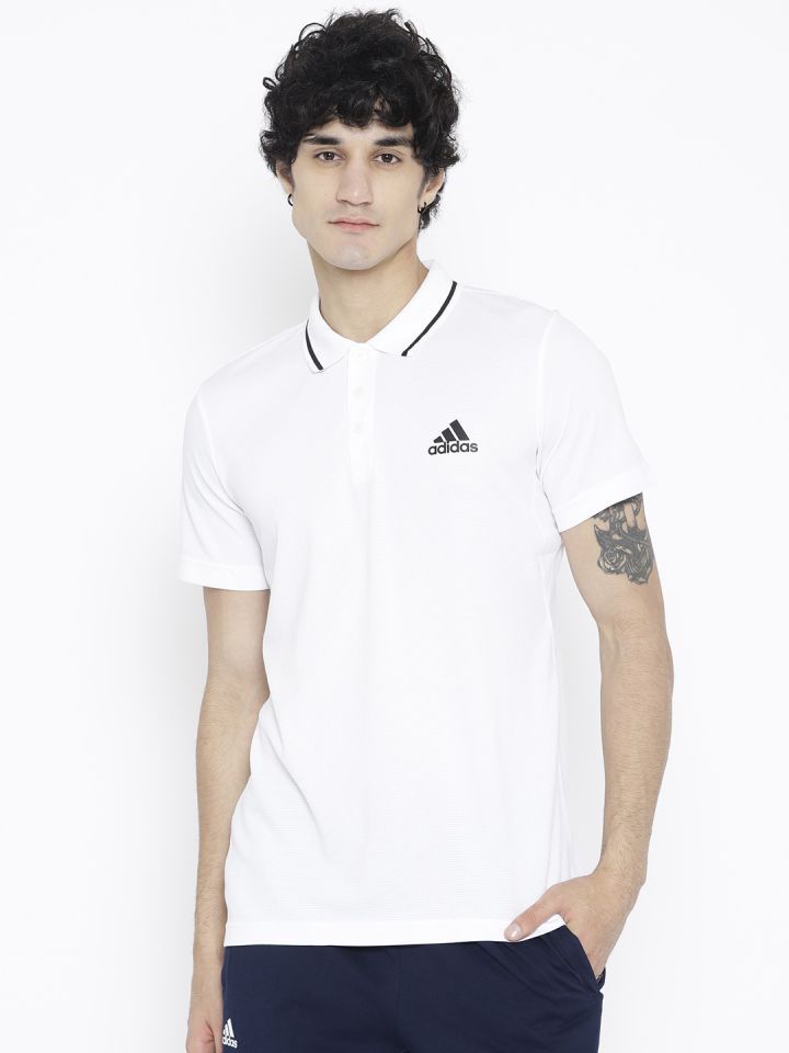 Buy ADIDAS White Solid Club Polo Tennis T Shirt Tshirts for Men