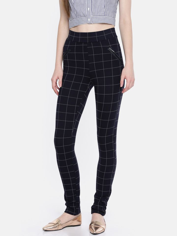 checked jeans for ladies