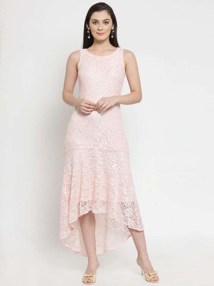 Buy Latin Quarters Women Peach Coloured Self Design Maxi Dress