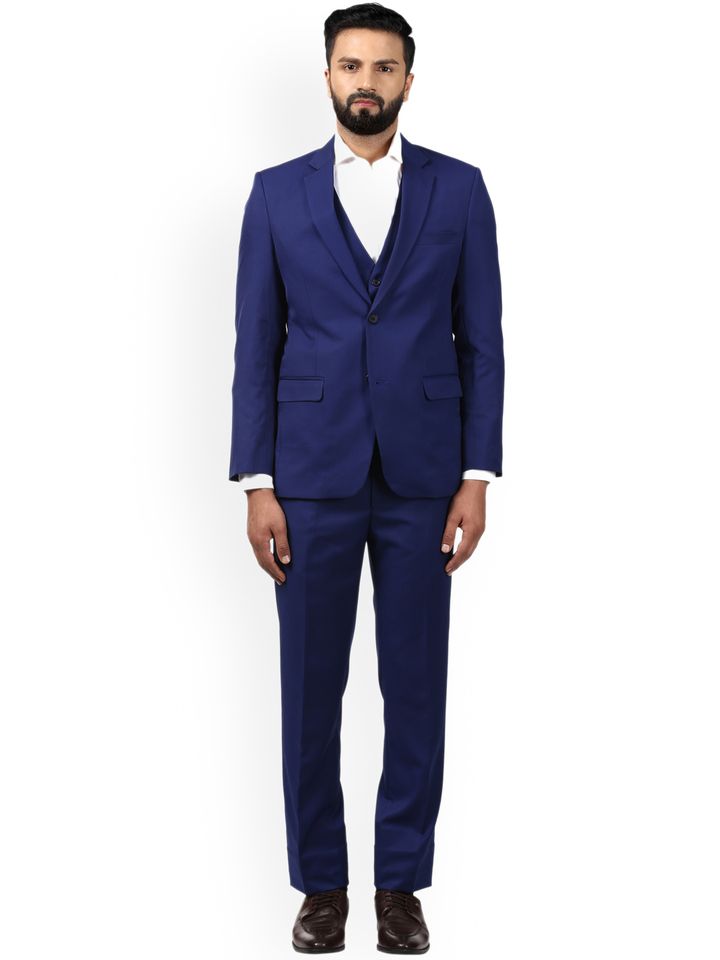 Buy Raymond Men Blue Contemporary Fit 