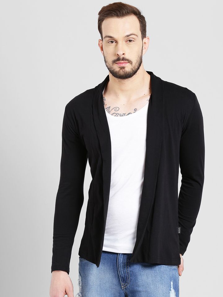 Buy Rigo Black Solid Open Front Shrug - Shrug for Men 7128219 | Myntra