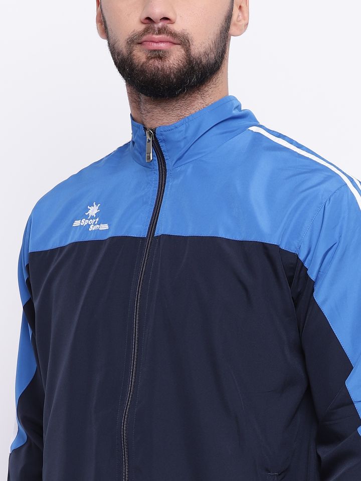 Buy SPORT SUN Navy Blue Colourblocked Tracksuit Tracksuits for