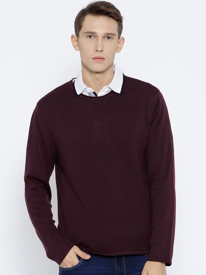 Buy John Players Men Burgundy Sweater Sweaters for Men 7134988