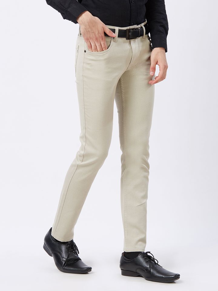 cream slim fit jeans