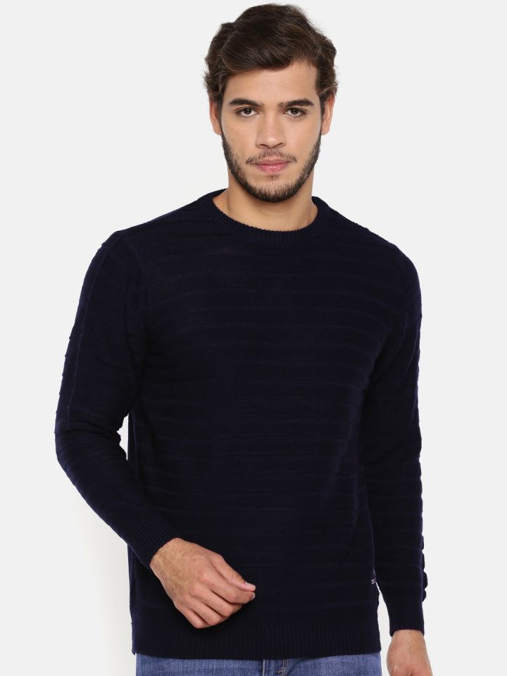 Buy Wrangler Men Navy Blue Self Design Pullover - Sweaters for Men 7144357  | Myntra