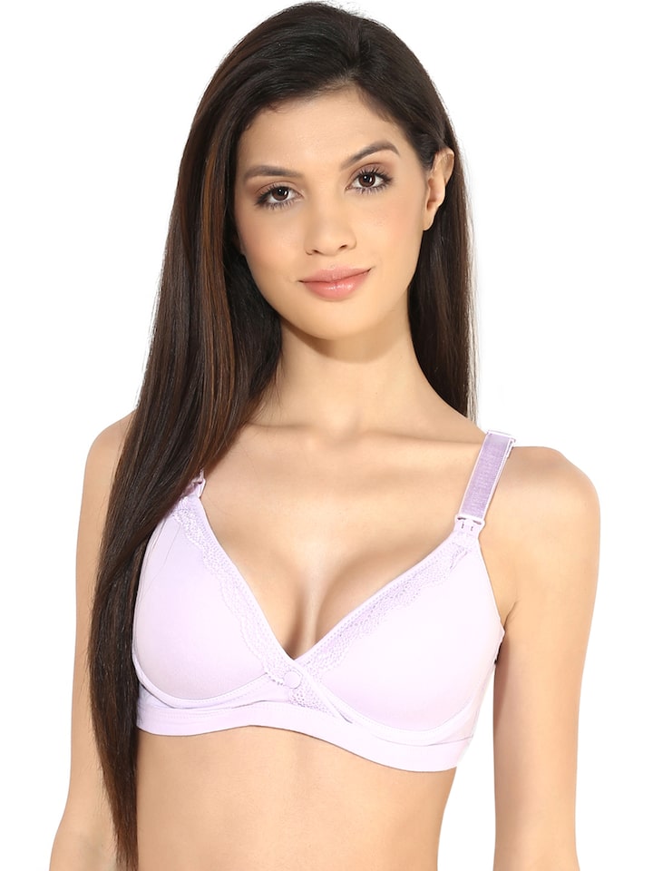 shyaway Purple Solid Non-Wired Lightly Padded Maternity Bra 1575