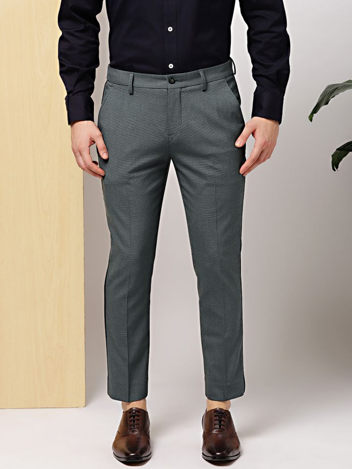 Buy Louis Philippe Men Grey Regular Fit Solid Formal Trousers  Trousers  for Men 9971959  Myntra