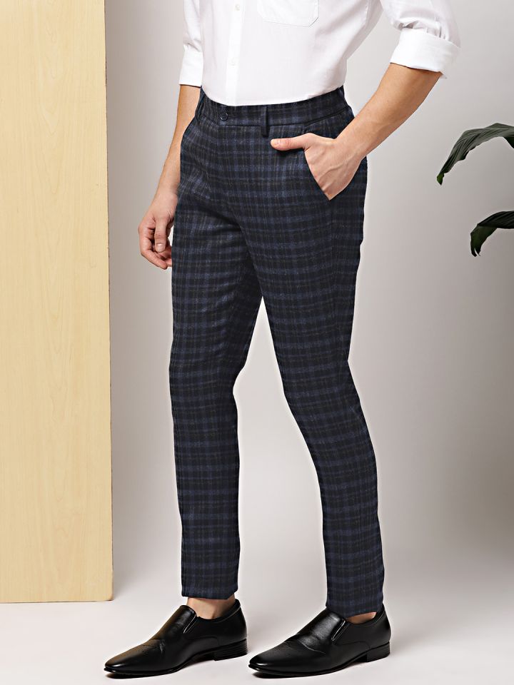 Buy INVICTUS Men Grey Slim Fit Checked Formal Trousers  Trousers for Men  7149886  Myntra