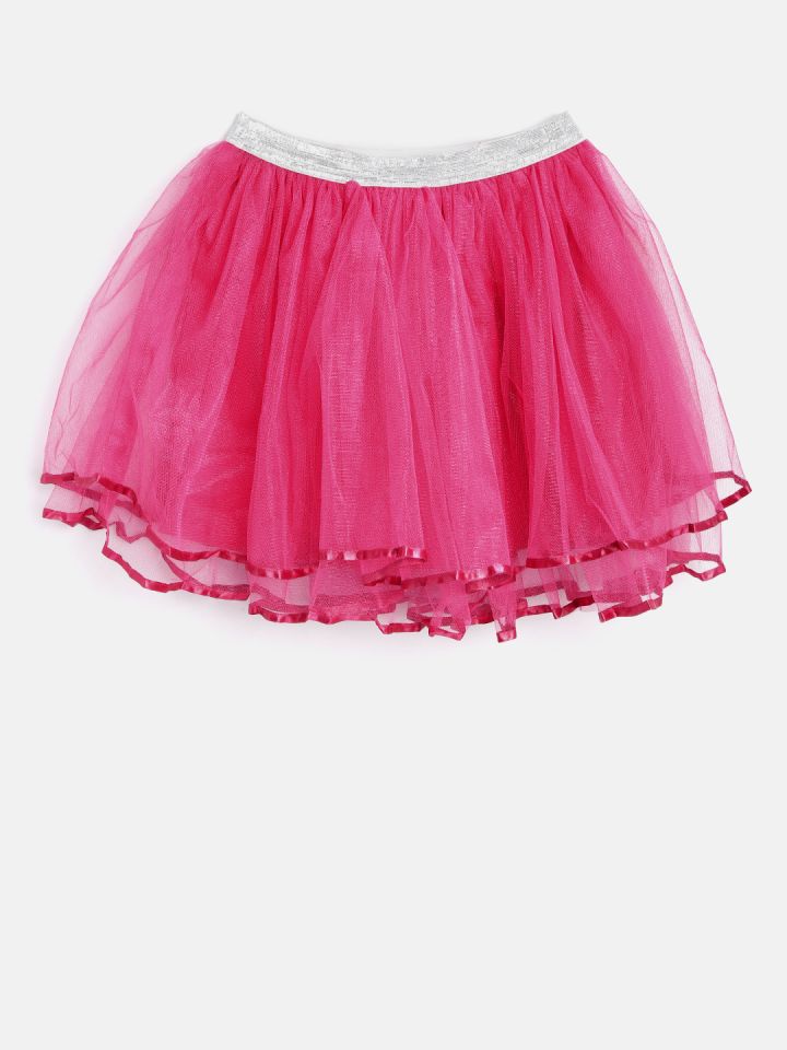 Buy 612 League Girls Pink Layered Net Flared Skirt Skirts for
