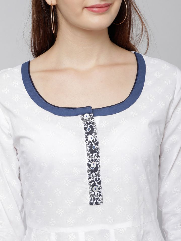 Vishudh women navy blue printed anarkali kurta store