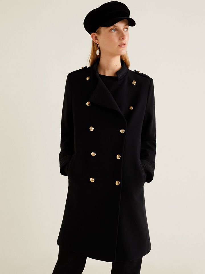 mango long black coat
