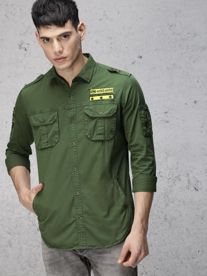 Ecko unltd top olive green shirt