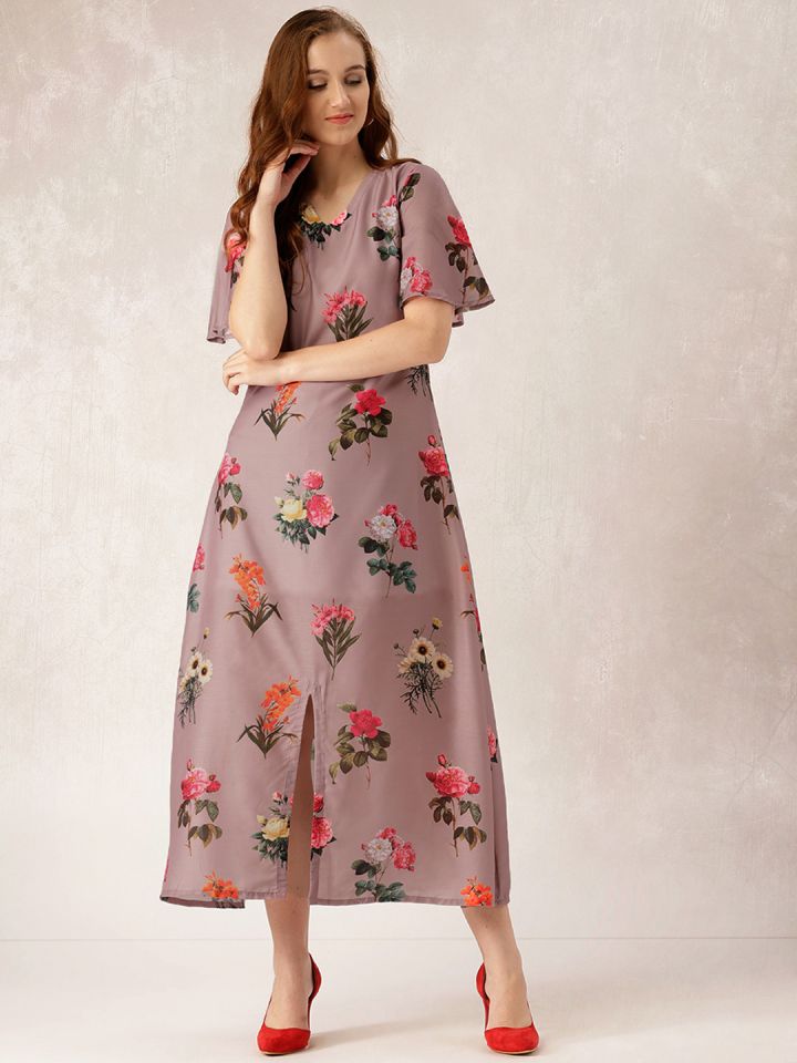 Buy Libas Women Mauve Printed Maxi Dress Dresses for Women