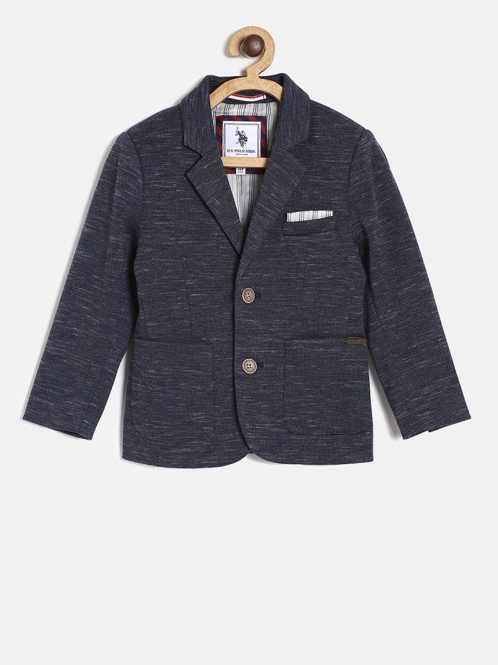Buy U.S. Polo Assn. Kids Boys Navy Blue Solid Blazer Blazers for